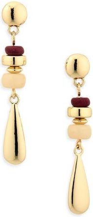 Nordstrom Rack Linear Beaded Drop Earrings in Red- Natural- Gold at Nordstrom Rack