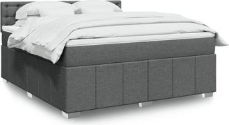 vidaXL Vidaxl - Cama Box Spring Con Colch&oacute;n Tela Gris Oscuro 180x200 Cm
