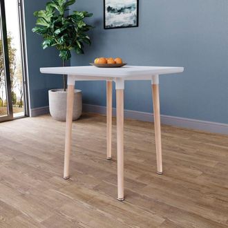 Home Discount Home Discount - Batley 2 Seater Square Dining Table mdf Solid Beech Wood Dining Kitchen Furniture, White