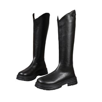 Generic Women Winter Motorcycle Boots Winter Thick Pu Leather Knee High Zip Holiday Long Boot