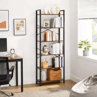 Vasagle 6-Tier Industrial Bookcase Shelving Unit Office Study Bedroom in Brown