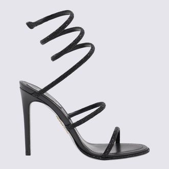 Rene Caovilla Black Leather Sandals