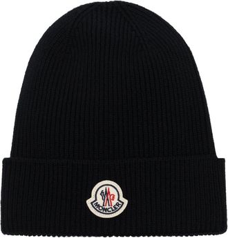 Moncler Black Logo Beanie