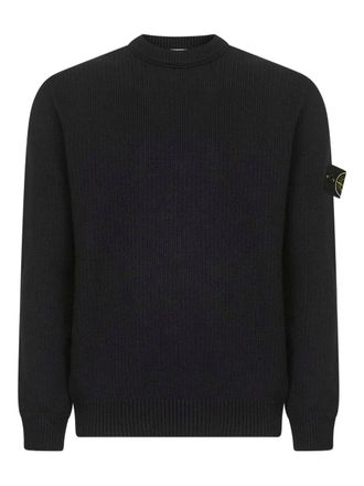 Stone Island ribbed crewneck sweater - men - Elastomultiester/Cotton - XXXL - Black