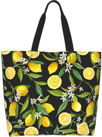 Generic Fruit Flower Lemon Tote Bag Foldable Handbag Reusable Shopping Bags For Ladies Work College
