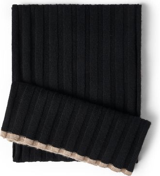 Brunello Cucinelli Cashmere rib knit scarf in Black at Nordstrom