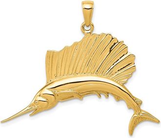 Diamond2Deal 10k Yellow Gold Polished Sailfish Pendant