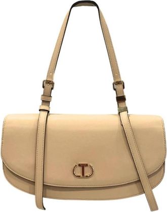 Twinset Saddle Bag met logo detail - Dames - Schoudertassen - Beige - ONE Size - Tassen