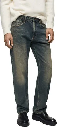 Mango Straight Leg Jeans in Mint Green at Nordstrom, Size 34