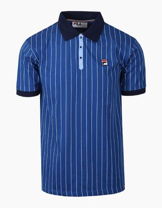 Fila Mens FILA BB1 VINTAGE STRIPED POLO LIMOGES/WHITE/NAVY - Limoges White Navy - Size: 38
