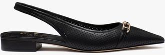 Kate Spade New York Womens Hallie Perforated Leather Slingback Flat - Black - Size UK 3.5