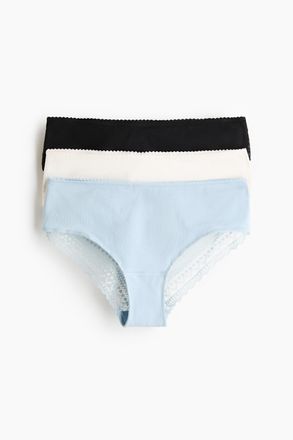 H&M 3er-Pack Hipster aus Baumwolle und Spitze - Blue