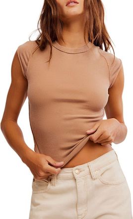 Free People Ever Had Cap Sleeve Cotton T-Shirt in Macchiato at Nordstrom, Size X-Large