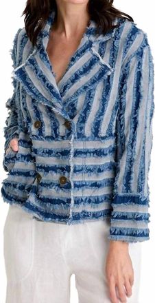 Xcvi Mavie Shredded Denim Jacket In Indigo