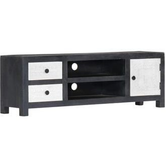 vidaXL Mueble Para Tv Tallado A Mano Mango Gris Blanco 120x30x40 Cm Vidaxl