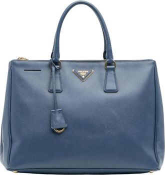 Prada Pre-owned Leren Tote Bag - Dames - Vintage Shopper - Blauw - ONE Size - Leer - Vintage