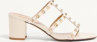 Valentino Garavani Rockstud Calfskin Leather Slide Sandal 60 Mm Woman LIGHT IVORY 34.5