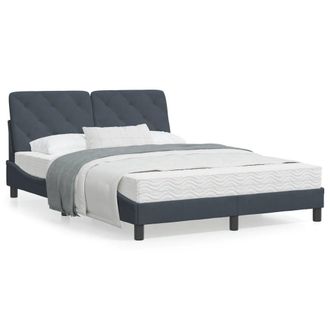 vidaXL Vidaxl - Letto Con Materasso Grigio Scuro 140x200 Cm In Velluto
