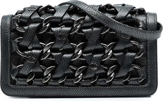 Chanel Pre-owned Womens Cc Metallic Caviar Interlaced Chain Clutch On Strap - Black Leather - One Size