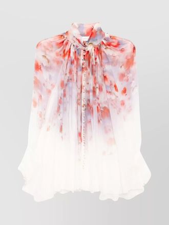 Zimmermann floral-print high-neck long-sleeve blouse