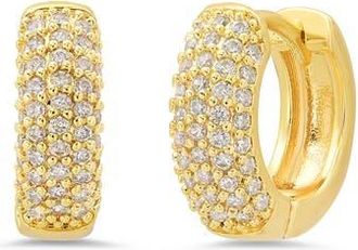 HMY Jewelry Pav&eacute; Cubic Zirconia Hoop Earrings in Gold at Nordstrom Rack