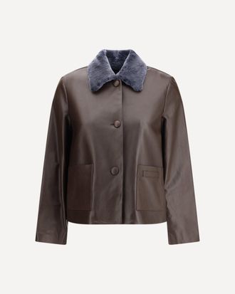 Marni Leather Jacket with a shearling collar Female 44