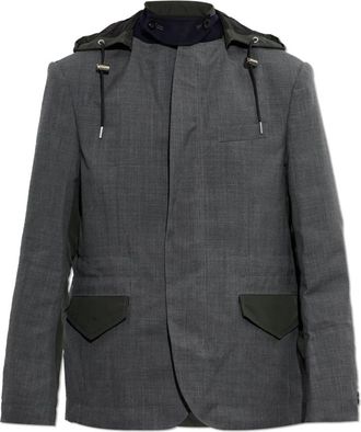sacai Jassen, Heren, Grijs, L, Nylon, Suiting x Nylon Twill Jas