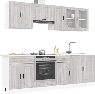 vidaXL Vidaxl - Mueble Cocina Kalmar Sonoma Gris 8 Pzas Madera Contrachapada
