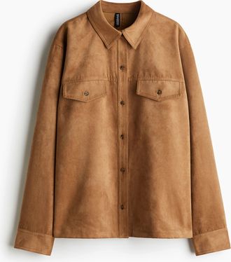 H&M Angerautes Hemd - Beige