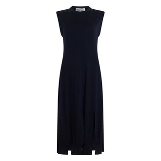 Moschino Gebreide Jurk - Dames - Kleedjes - Blauw - XL - Wol - Kleedjes