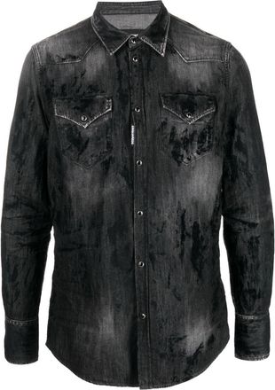 Dsquared2 distressed-finish denim shirt - men - Cotton - 42 - Black