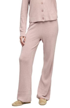 Barefoot Dreams CozyChic Ultra Lite Textured Hem Ribbed Pants in Teaberry at Nordstrom, Size X-Small