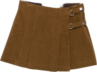 Golden Goose Pleated Corduroy Buckle A-Line Mini Skirt