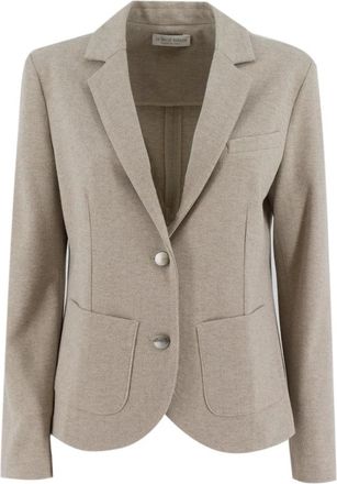 Le Tricot Perugia Jassen, Dames, Beige, XL, Leer, Herringbone Jacket