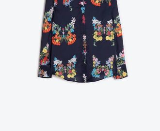 Vilagallo Womens Floral Long Sleeve Blouse In Navy