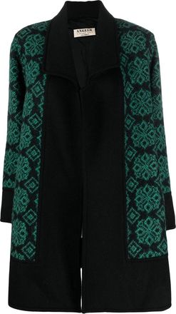A.N.G.E.L.O. Vintage Cult 1980s geometric-pattern knitted coat - women - Wool/Cashmere/Polyamide/Viscose - 42 - Black