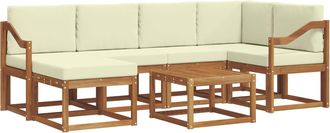 vidaXL Conjunto De Sof&aacute;s De Exterior 7 Uds. Natural Y Crema Vidaxl