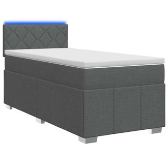 vidaXL Cama Con Base Tapizada, Colch&oacute;n Y Luz Led Gris Oscuro Tela Vidaxl