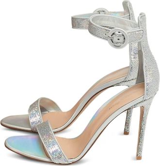 Gianvito Rossi Sandali Portofino con paillettes - Argento