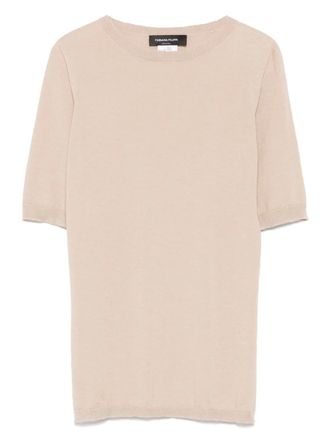 Fabiana Filippi short-sleeve cashmere top - women - Cashmere/Silk - 40 - Neutrals