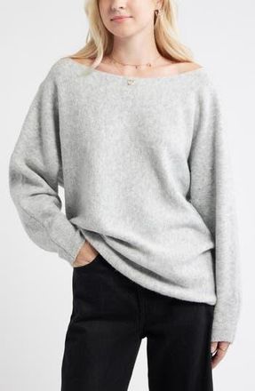 BP. Lofty Boat Neck Oversize Sweater in Grey Heather at Nordstrom Rack, Size Small