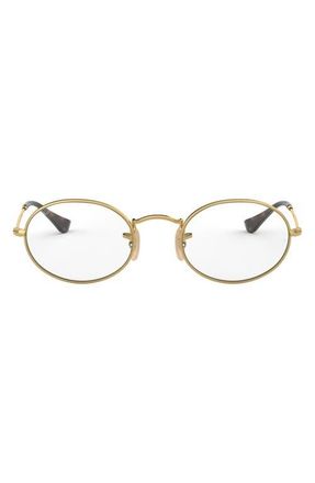 Ray-Ban 51mm Oval Optical Glasses in Gold at Nordstrom