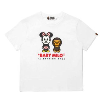 A Bathing Ape (WMNS) A Bathing Ape x Disney Minnie Mouse Baby Milo Relaxed Mini T-Shirt White 0ZXTEW901092Q-WHT