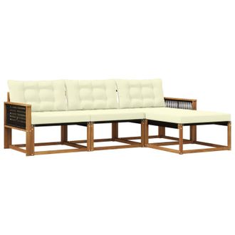 vidaXL Conjunto De Sof&aacute;s De Exterior Con Coj&iacute;n 4 Pcs Natural Y Crema Vidaxl