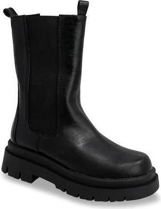 Chase + Chloe by Intouch Footwear Chase & Chloe Tall Lug Sole Chelsea Boot in Black Pu at Nordstrom Rack, Size 6.5