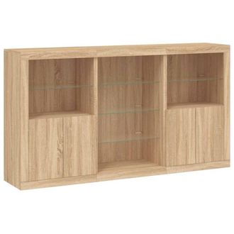 Berkfield Home Sideboard with LED Lights Sonoma Oak 181.5x37x100 cm in Light Tan