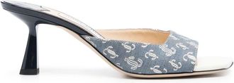 Jimmy Choo London 75mm Zania sandals - women - Calf Leather/Fabric/Calf Leather - 38 - Blue