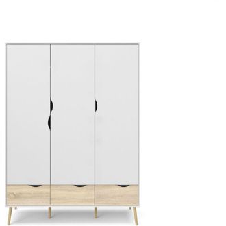 Tvilum Armario 3 puertas, 3 cajones blanco y roble decorativo L147,2 cm - BILLUND