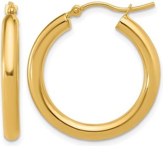 Diamond2Deal 10K Yellow Gold Round Shape Hinged Hoop Earrings