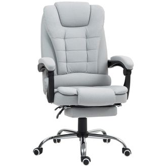 HOMCOM Executive Office Chair Swivel Chair With Footrest Light Grey | TJ Hughes